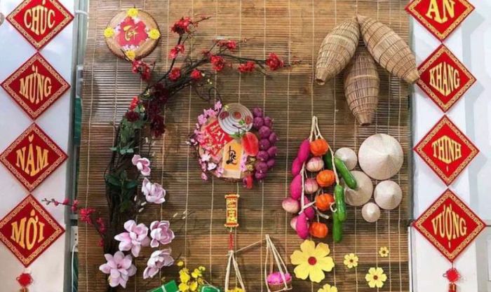 Trang trí Tết với mành tre
