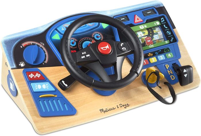 The interactive wooden dashboard toy
