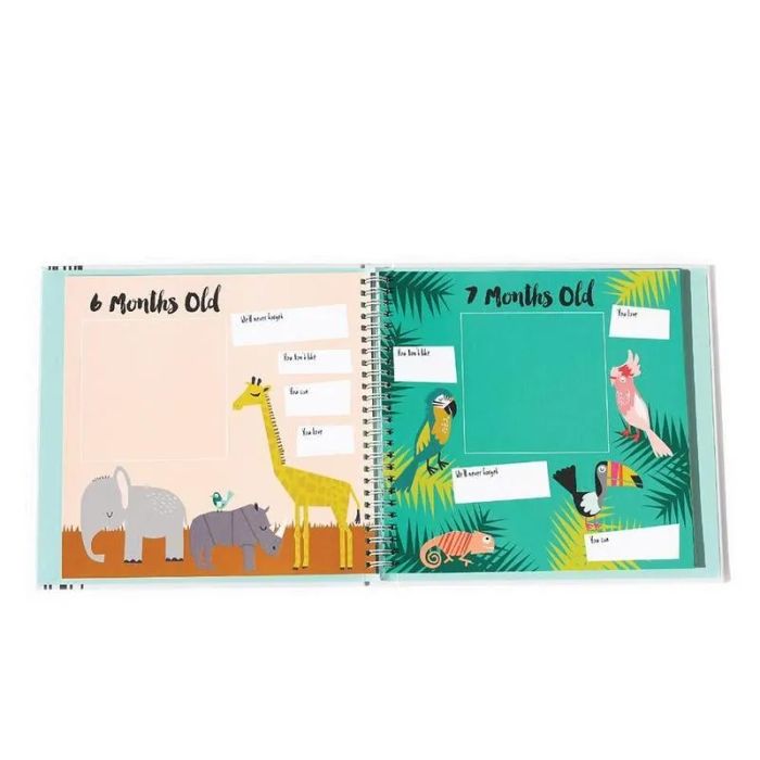 A two-page spread from a baby book