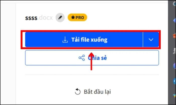 Tải về file Excel sau khi đã chuyển đổi thành file Word.
