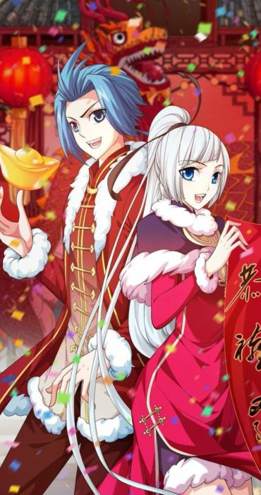 Hình nền Tết anime mang phong cách Trung Hoa truyền thống