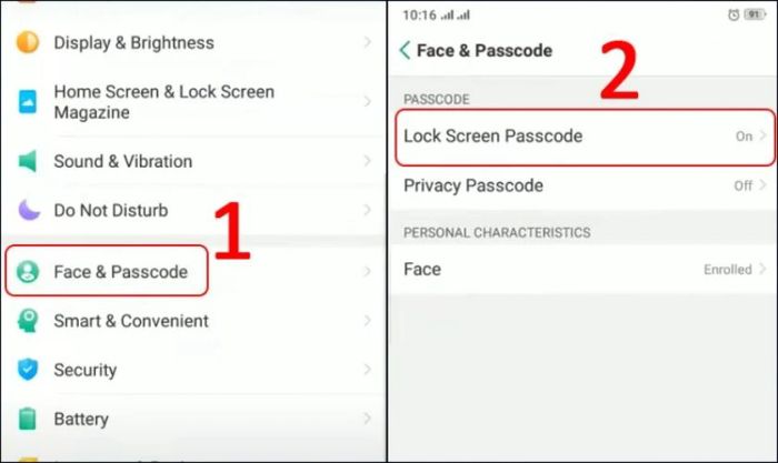 Hướng dẫn thay đổi mật khẩu hình vẽ trên OPPO thông qua mục Settings
