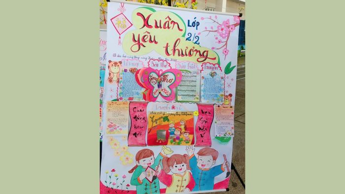 Mẫu báo tường chào mừng Đảng và mùa xuân đa sắc màu
