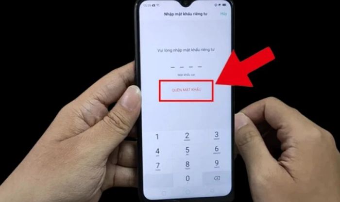 Chọn tùy chọn quên mật khẩu để thiết lập mật khẩu mới cho thiết bị