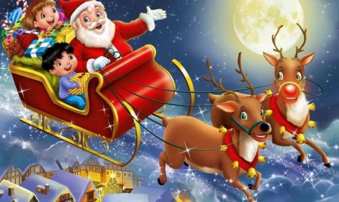Hình ảnh ông già Noel cùng đàn tuần lộc thân thiết