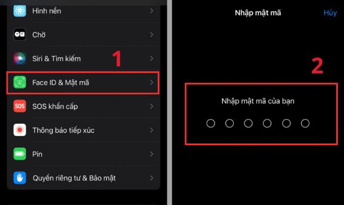 Nhập mật khẩu của iPhone