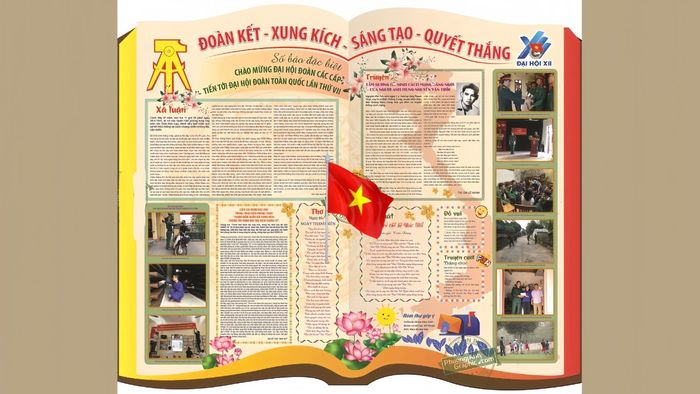 Mẫu báo tường chào mừng Đảng và mùa xuân thể hiện tinh thần dân tộc