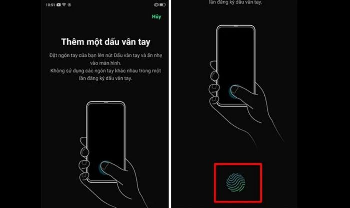Thêm dấu vân tay để thiết lập mật khẩu mới cho điện thoại
