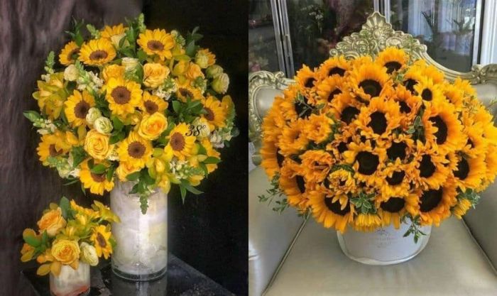 Mẫu cắm hoa hướng dương ngày Tết mới
