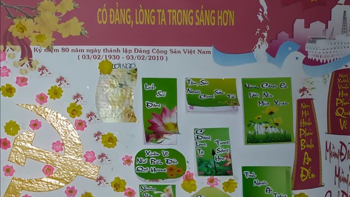 Mẫu báo tường chào mừng Đảng và mùa xuân rực rỡ sắc màu