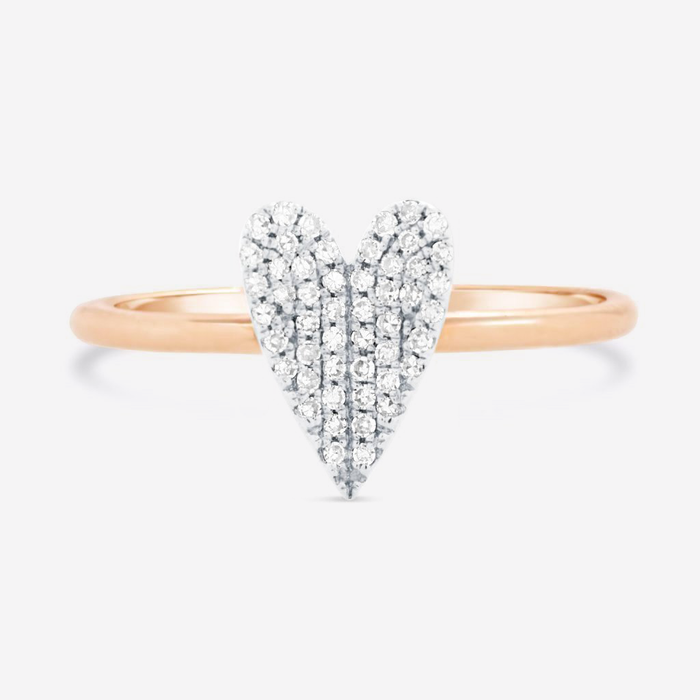 Image of the rose gold diamond heart ring