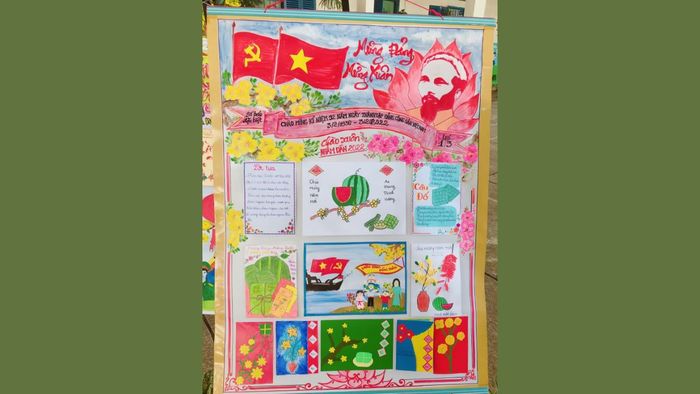 Mẫu báo tường chào mừng Đảng và mùa xuân rực rỡ sắc màu