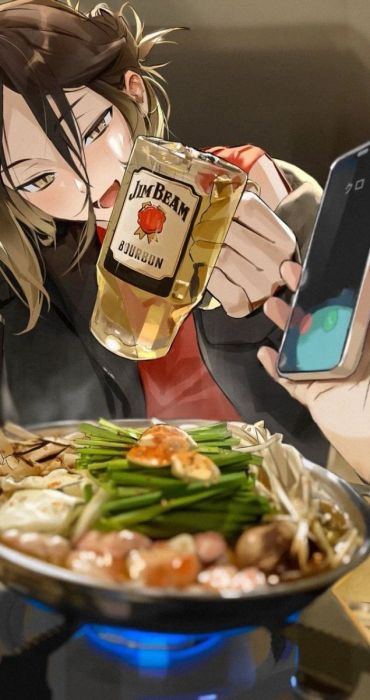 Cùng nâng ly bia chào năm mới - Ảnh Tết với chủ đề ẩm thực anime