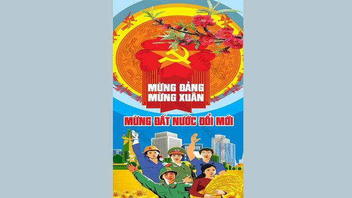 Mẫu báo tường chào mừng Đảng và mùa xuân với chủ đề độc đáo