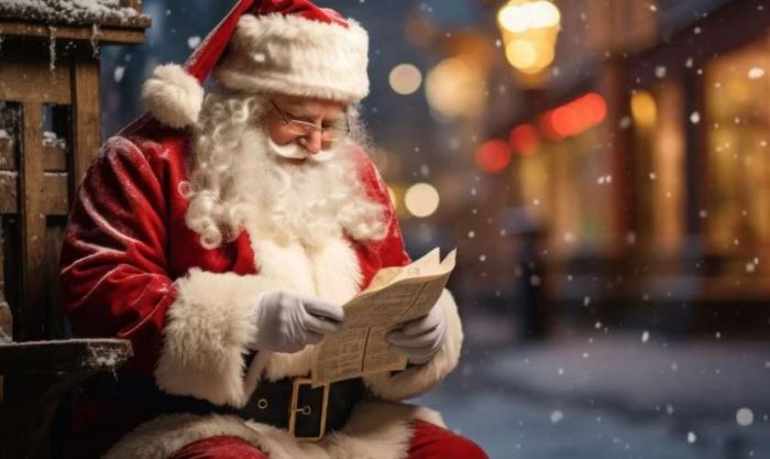 Ảnh bìa Giáng sinh với hình ảnh ông già Noel đang đọc thơ đầy thú vị