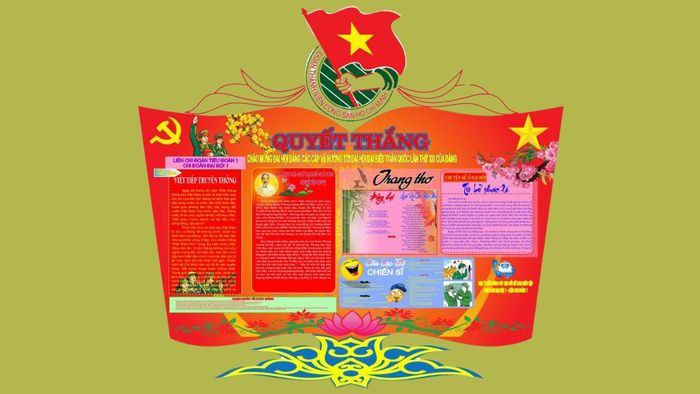 Mẫu báo tường chào mừng Đảng và mùa xuân rực rỡ sắc màu