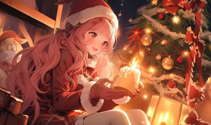 Ảnh các nhân vật hoạt hình Noel với hình ảnh thắp nến ấm áp