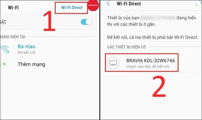 Lựa chọn WiFi Direct và kết nối với thiết bị mong muốn