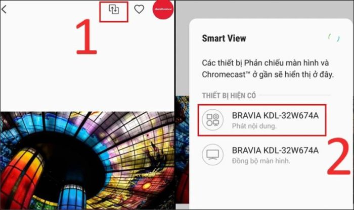 Chọn tivi để kết nối và phát nội dung