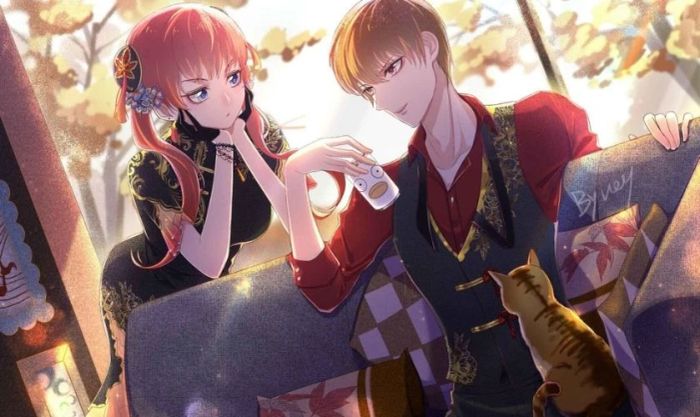 Hình nền anime cặp đôi được thiết kế theo phong cách Trung Hoa cổ điển