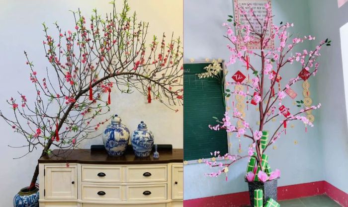 Lựa chọn đồ trang trí có kích thước phù hợp với cây đào