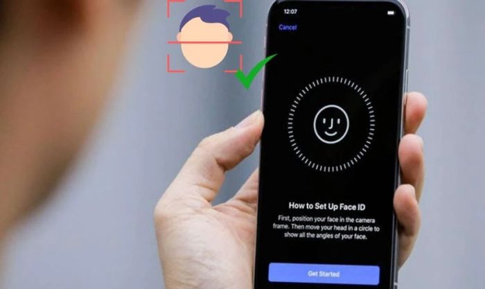 Sử dụng Face ID để thiết lập mật khẩu cho điện thoại.