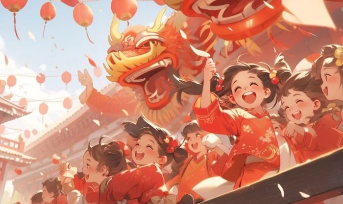 Hình nền Tết mang phong cách anime độc đáo và ấn tượng