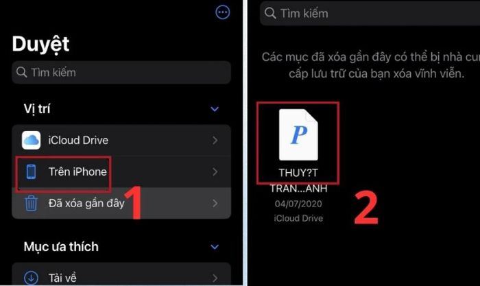 Kiểm tra danh sách các tệp đã xóa và lựa chọn tệp bạn muốn phục hồi