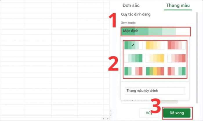 Cách tạo bảng drop list theo thang màu có sẵn trong Google Sheets.