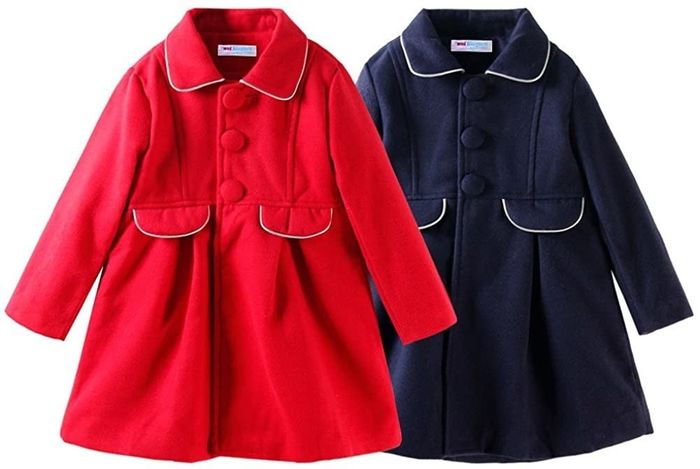A red peacoat and a blue peacoat.
