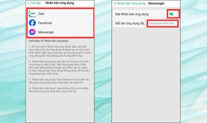 Kích hoạt Nhân bản ứng dụng