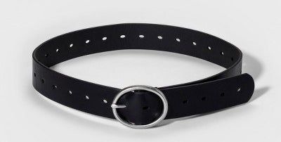 the black belt with a sleek silver buckle