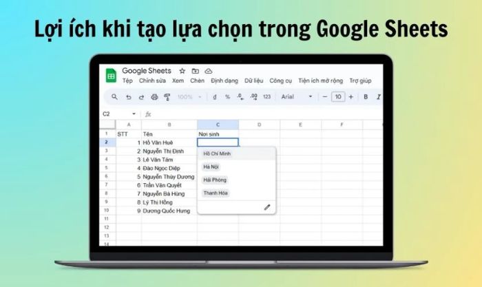 Lợi ích khi tạo danh sách thả xuống trong Google Sheets