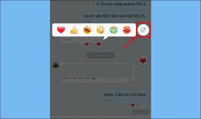 Nhấn vào biểu tượng trái tim bị gạch chéo