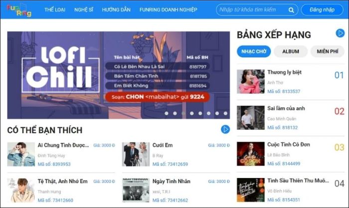 Truy cập vào trang web www.funring.vn