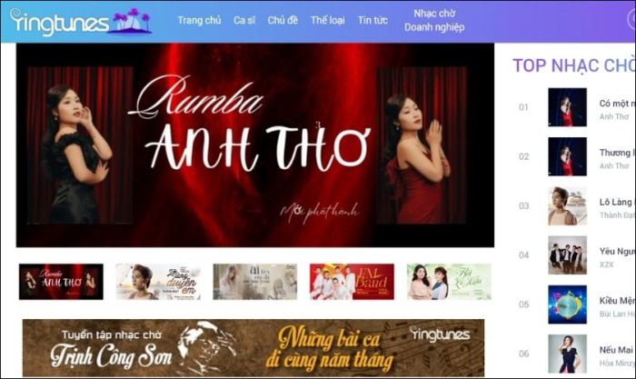 Truy cập vào trang web ringtunes.vinaphone.com.vn