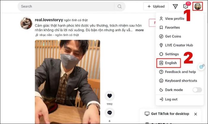 Hướng dẫn chuyển ngôn ngữ TikTok sang tiếng Việt trên máy tính