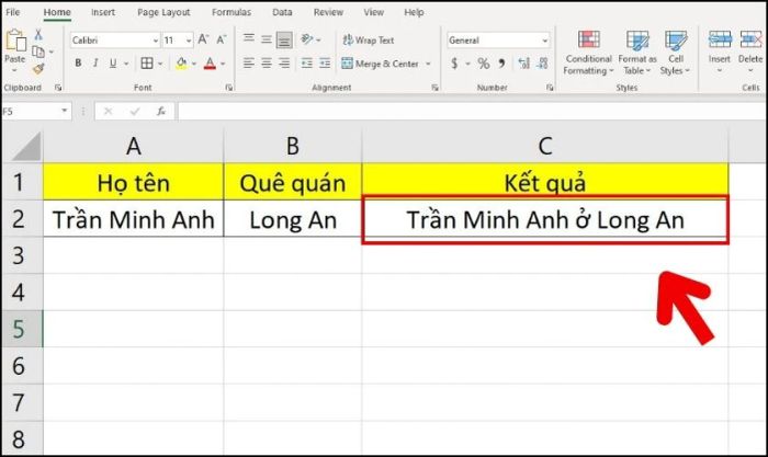 Kết quả sau khi chèn ký tự vào văn bản