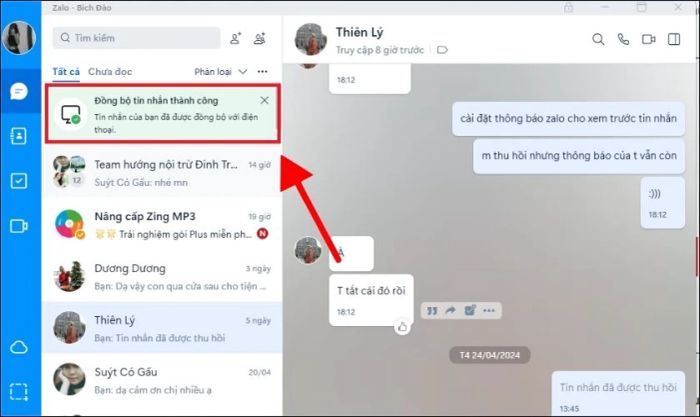 Hướng dẫn kích hoạt tính năng đồng bộ tin nhắn Zalo