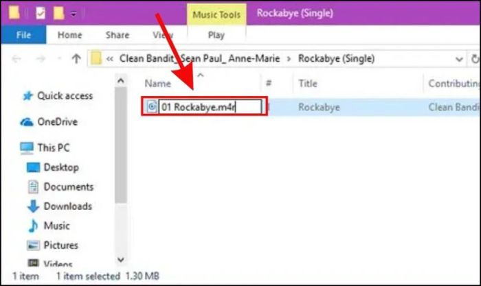 Thay đổi tên file và chuyển đuôi từ .m4a sang .m4r