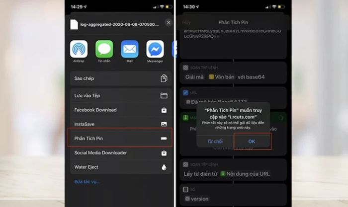 Chọn mục Phân Tích Pin và nhấn OK