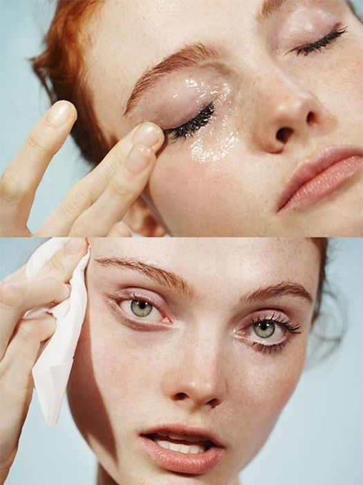 model's face drenched in the cleanser, then dry in the below photo