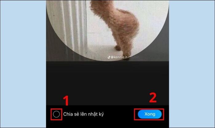 Tại mục Chia sẻ lên nhật ký, bạn bỏ tích và nhấn Xong