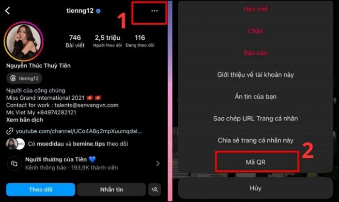 Hướng dẫn lấy mã QR tài khoản Instagram của người khác 