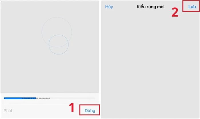 Chạm liên tục đến khi tạo được độ rung ưng ý và nhấn Dừng