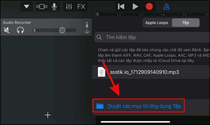 Truy cập mục Duyệt các mục từ ứng dụng tệp