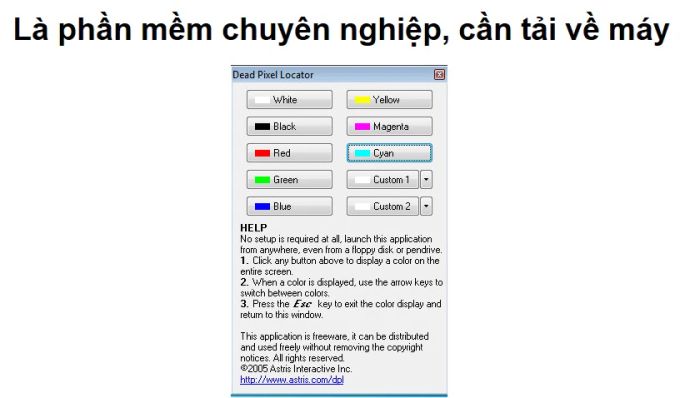 Phần mềm kiểm tra điểm chết trên màn hình laptop - Dead PixeL Locator