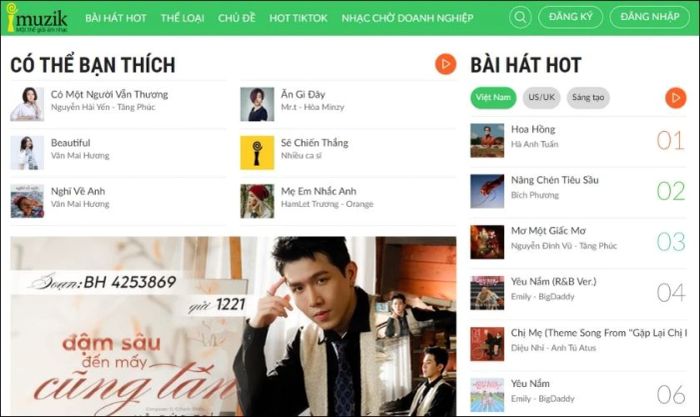 Truy cập vào trang web imuzik.viettel.vn