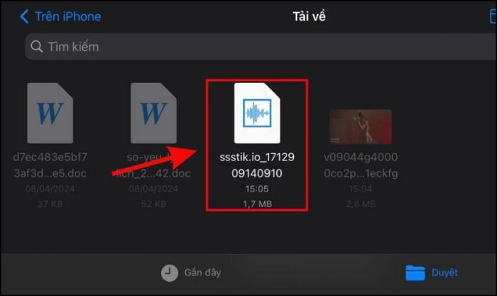 Lựa chọn tệp chứa bài hát bạn muốn đặt làm nhạc chuông cho iPhone 11