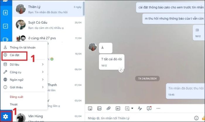 Bạn cần mở ứng dụng Zalo và điều hướng đến mục Cài đặt